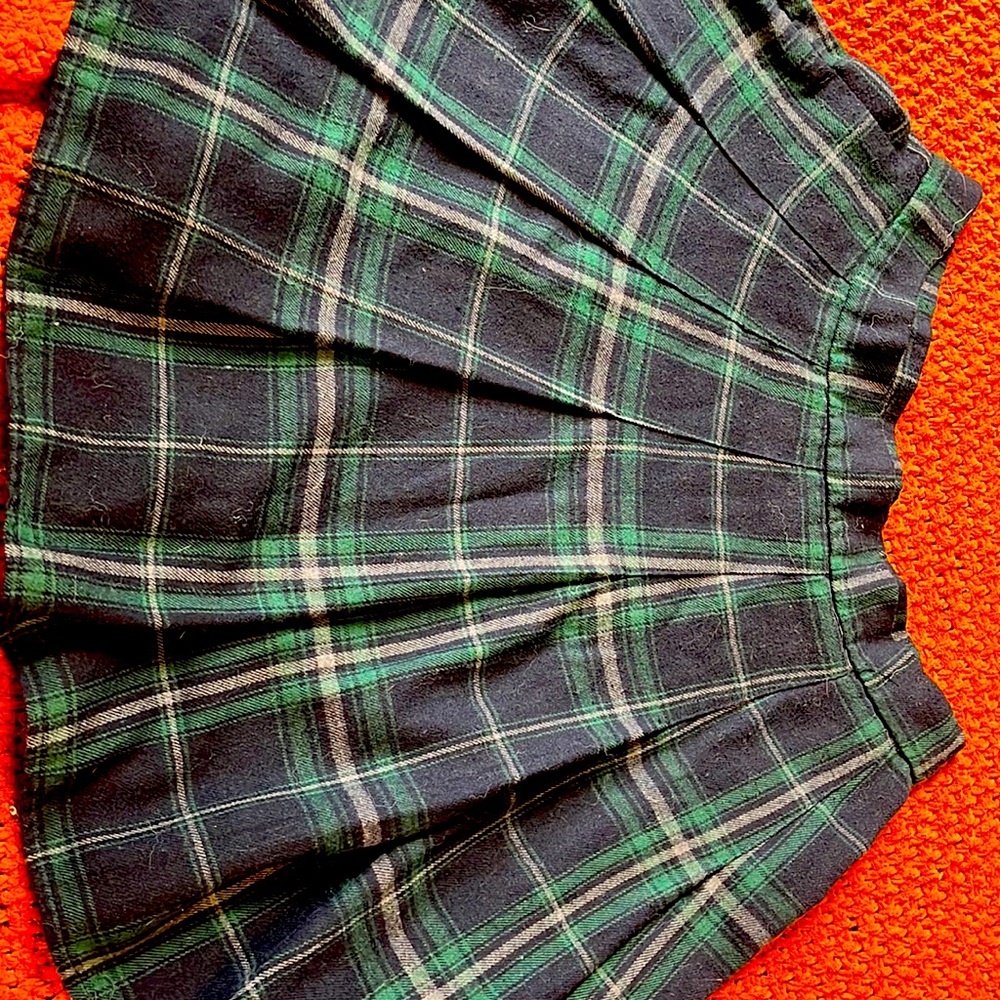 Blue and green plaid skirt